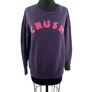 SUNDRY Purple Sweatshirt Cotton #CRUSH# Ribbed Crew Neck Fleece Classic Size 2 M